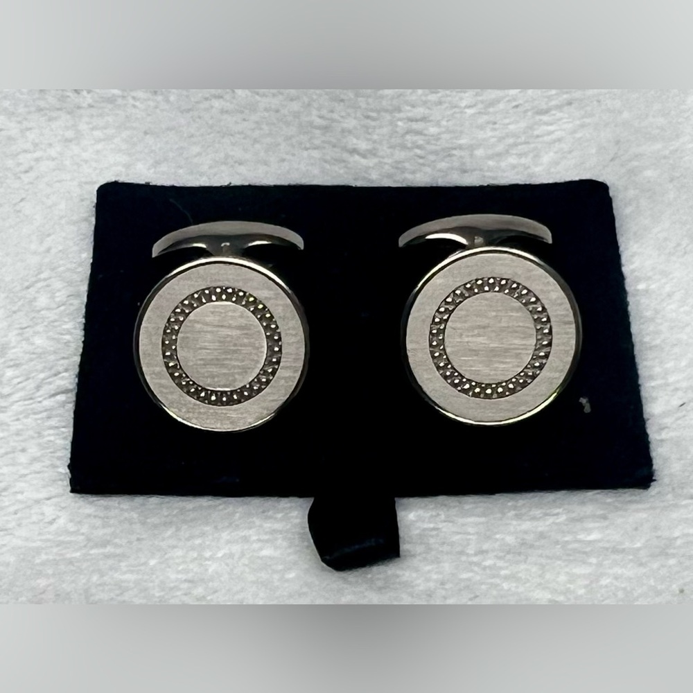 Round Tateossian Titanium Cuff Links